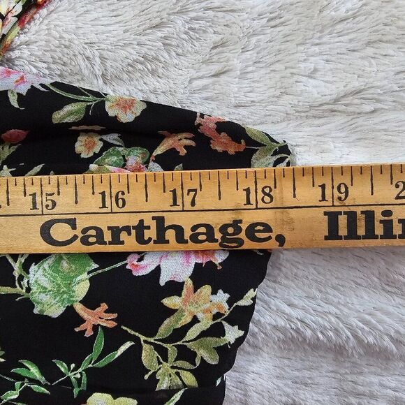 EUC FOREVER 21 FLORAL SPAGHETTI STRAP MIDI DRESS RUCHED RUFFLED SIZE LARGE - Picture 13 of 14